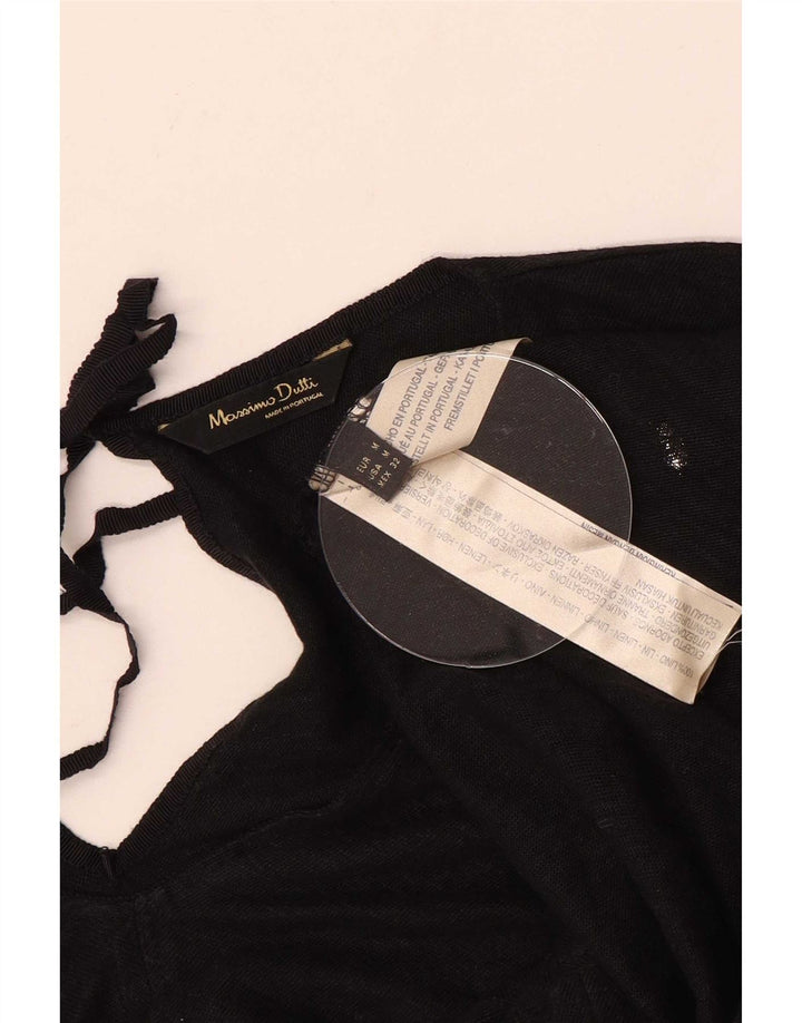 Top feminino Massimo Dutti manga comprida UK 14 linho preto médio