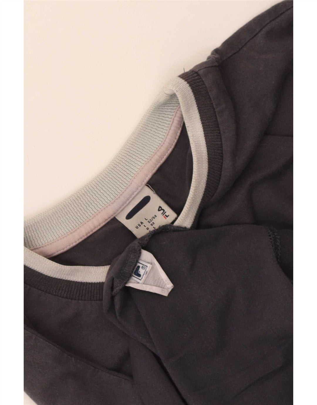 Fila Mens Top Manga Longa Grande Algodão Cinza