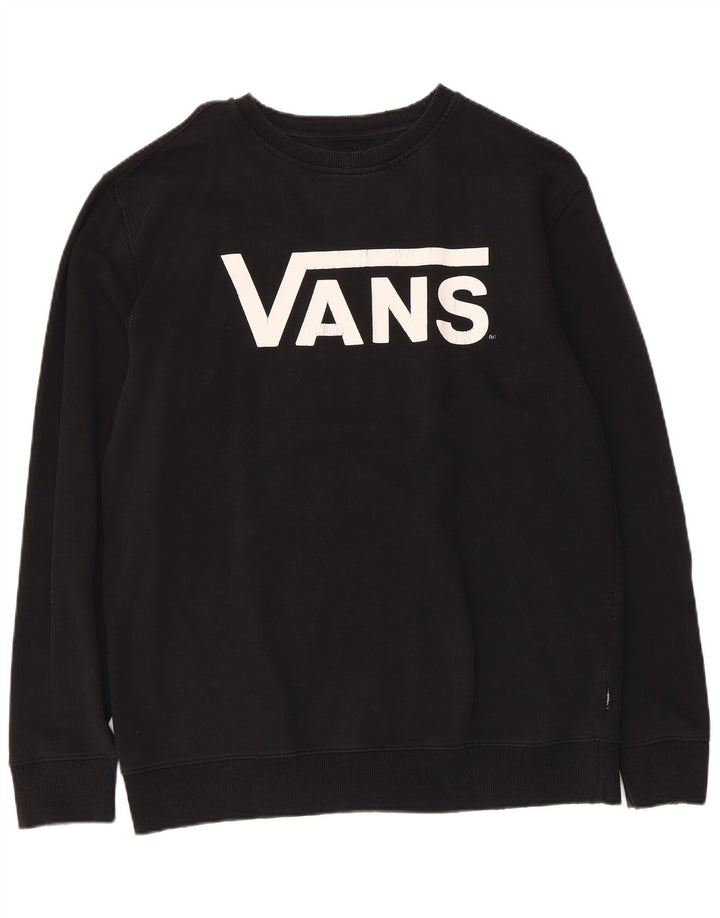 Vans Mens Graphic Moletom Jumper Grande Algodão Preto