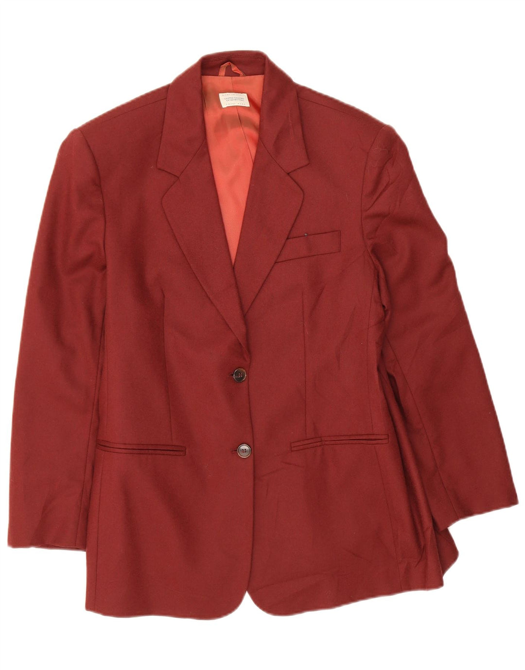 Jaqueta Blazer Feminina Benetton Crop 2 Botões IT 44 Lã Borgonha Média