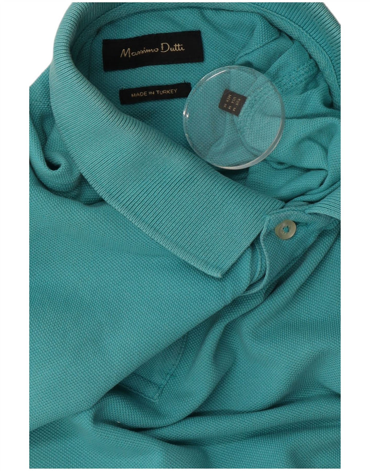 Camisa polo masculina Massimo Dutti azul médio