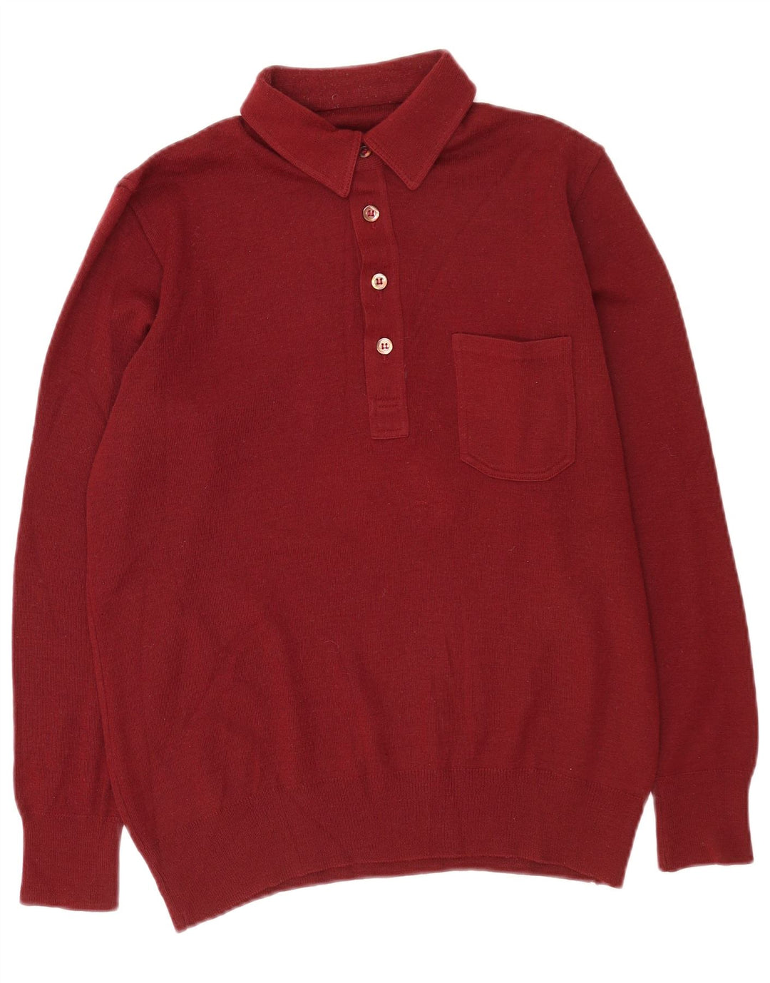 Suéter masculino vintage com gola polo médio Borgonha