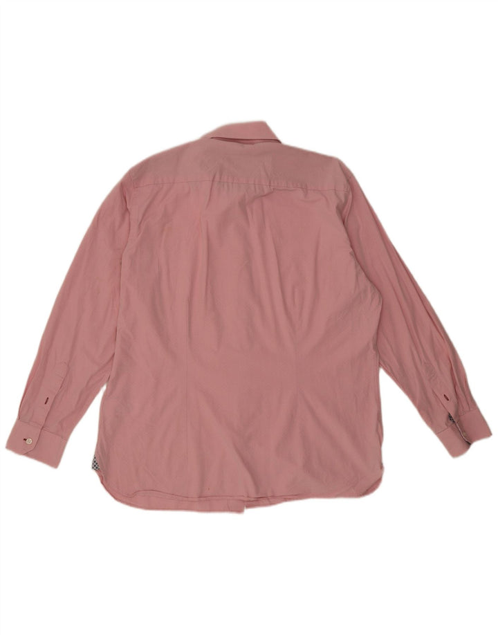 Camisa masculina Ted Baker tamanho 16 1/2 grande algodão geométrico rosa
