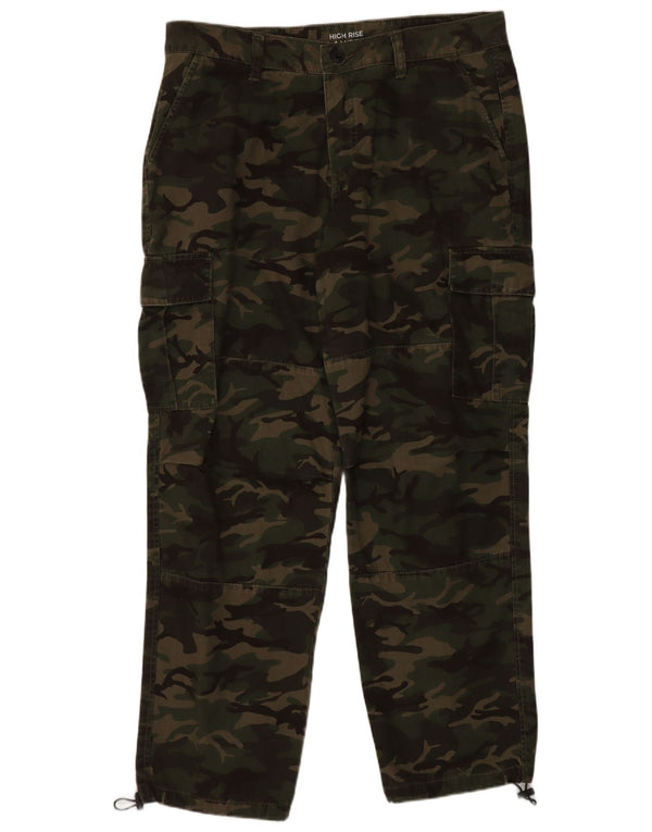 CLOCK HOUSE Calça cargo masculina de cintura alta W42 L27 camuflagem cáqui
