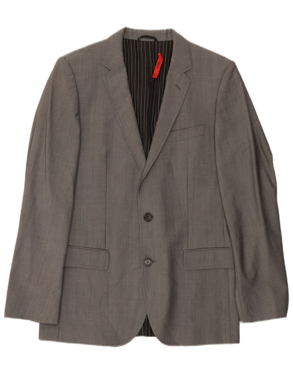 Jaqueta Blazer Masculina Hugo Boss com 2 Botões EU 48 Lã Cinza Médio