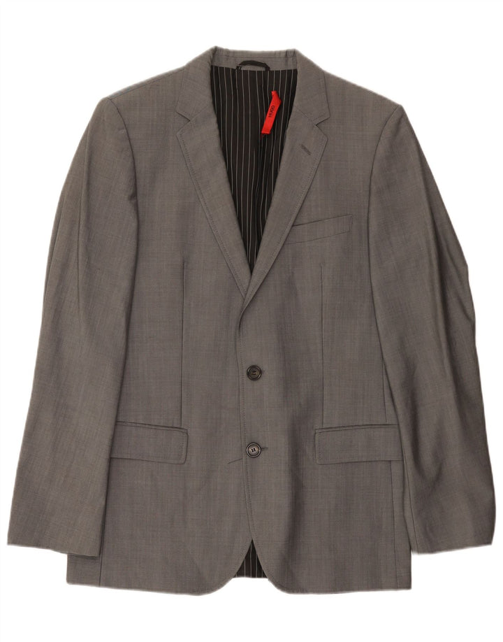 Jaqueta Blazer Masculina Hugo Boss com 2 Botões EU 48 Lã Cinza Médio