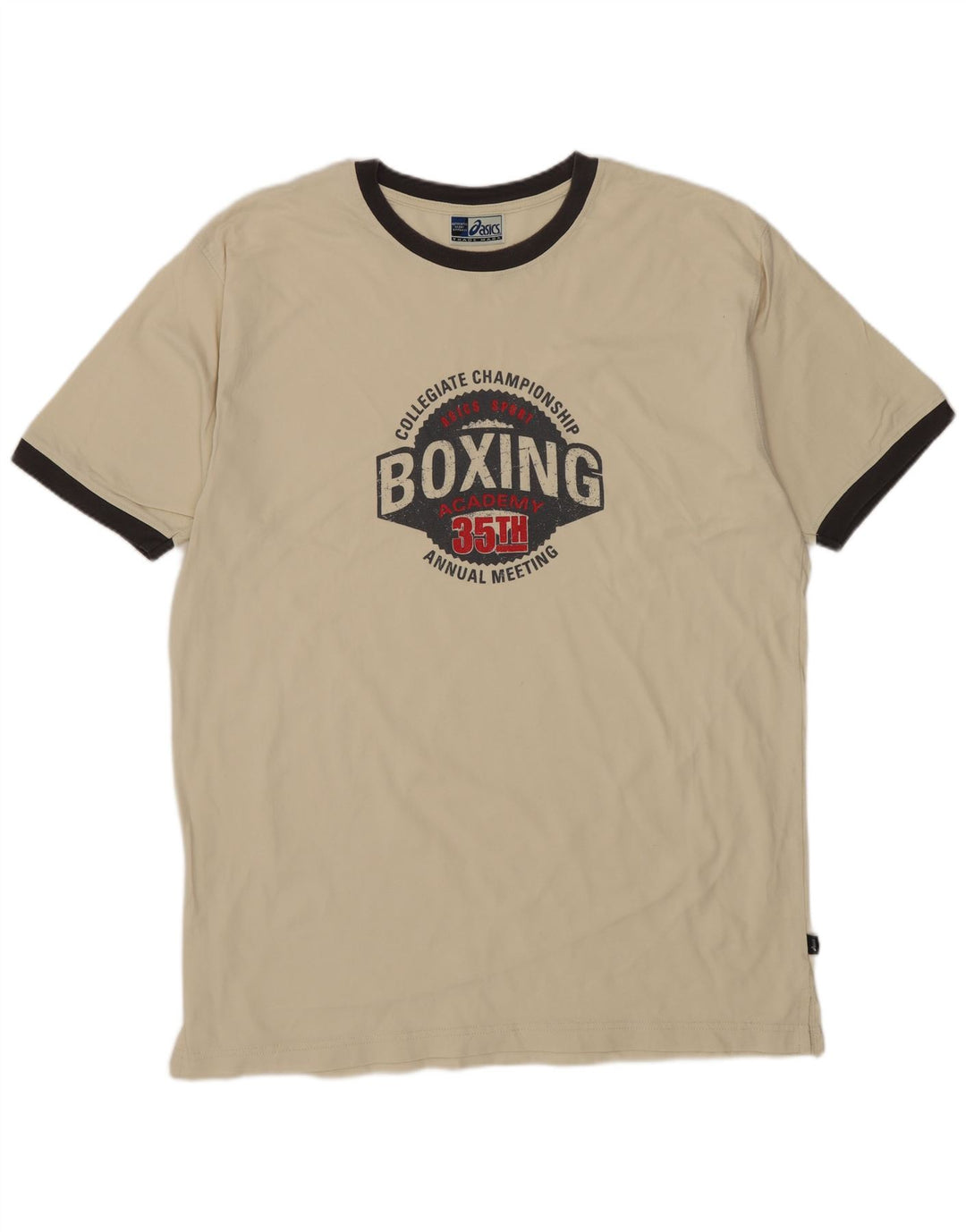 Camiseta gráfica masculina ASICS Top grande algodão bege