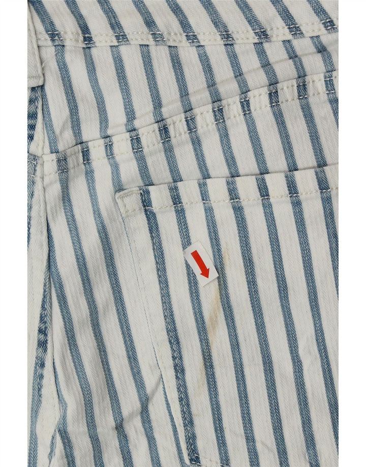 CHAPS Womens Bermuda Denim Shorts US 12 Large W31 Blue Pinstripe Cotton Vintage Chaps and Second-Hand Chaps from Messina Hembry 