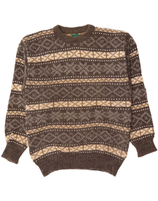 Suéter masculino Canda com gola redonda UE 52/54 grande cinza Fair Isle acrílico