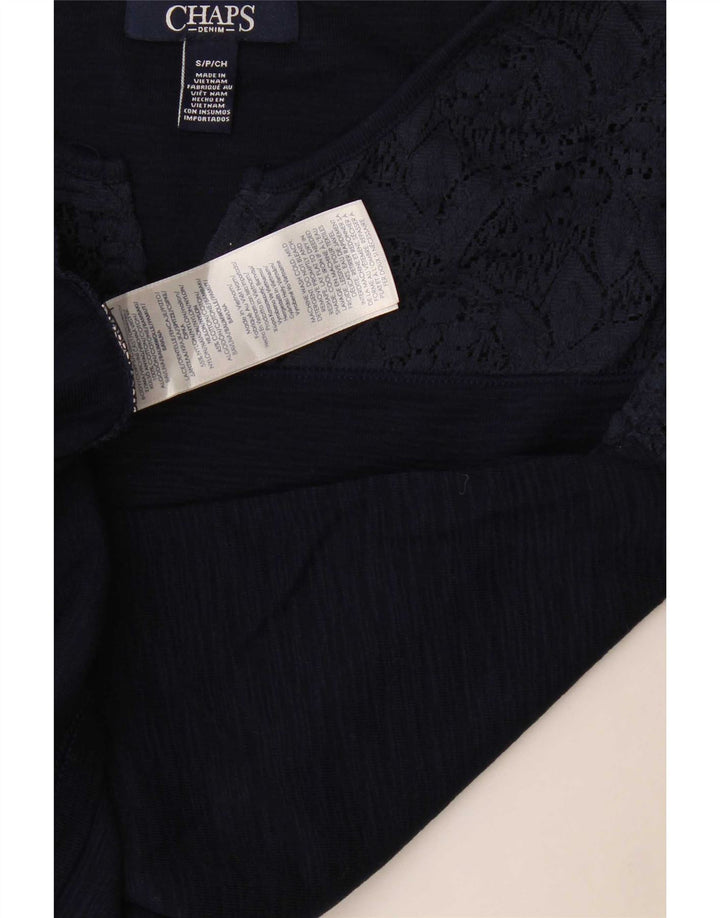 Blusa feminina Chaps UK 10 pequena algodão floral azul marinho