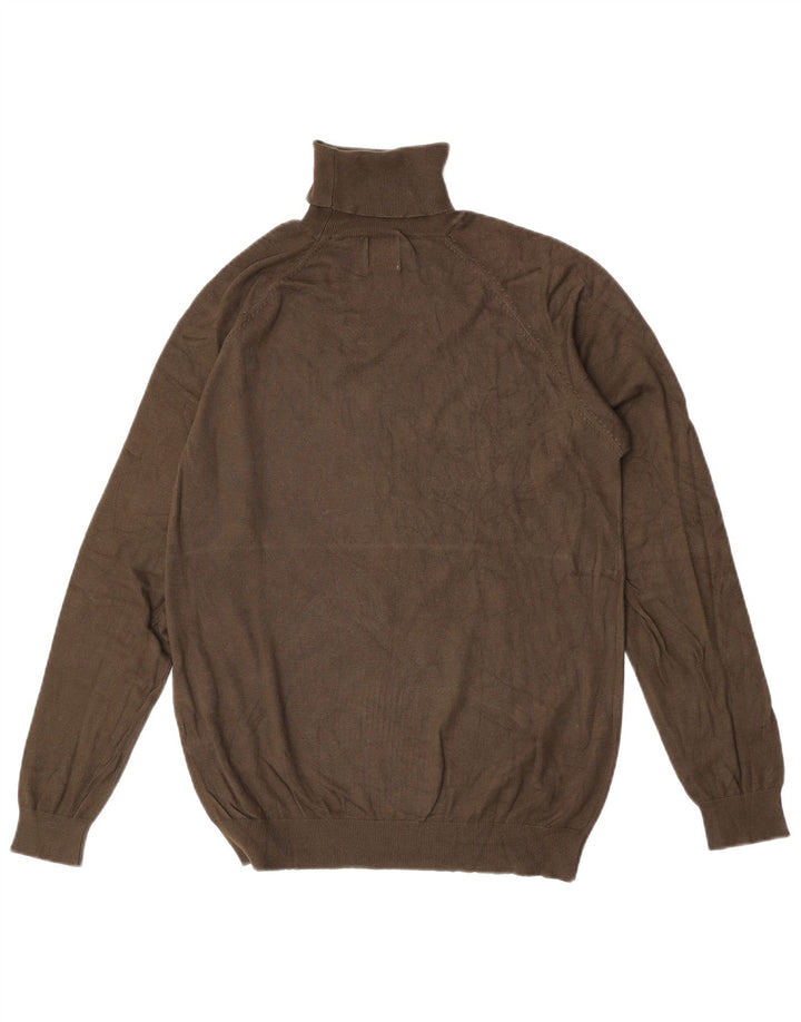 Zara Suéter masculino com gola redonda e viscose cáqui médio