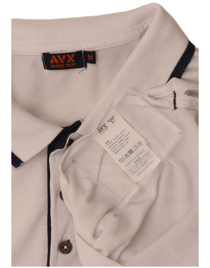 Avirex camisa polo masculina gráfica de algodão branco médio