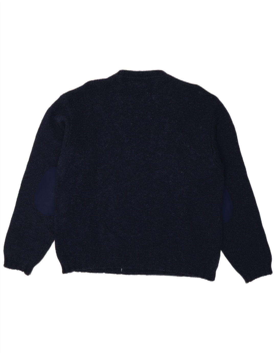 Suéter masculino Benetton com gola redonda grande azul marinho Argyle/Diamante