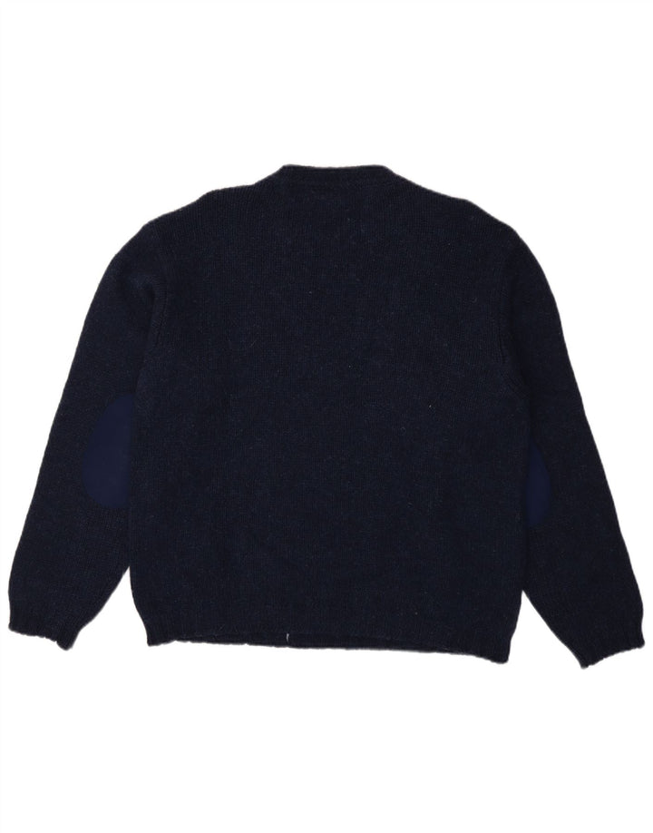 Suéter masculino Benetton com gola redonda grande azul marinho Argyle/Diamante