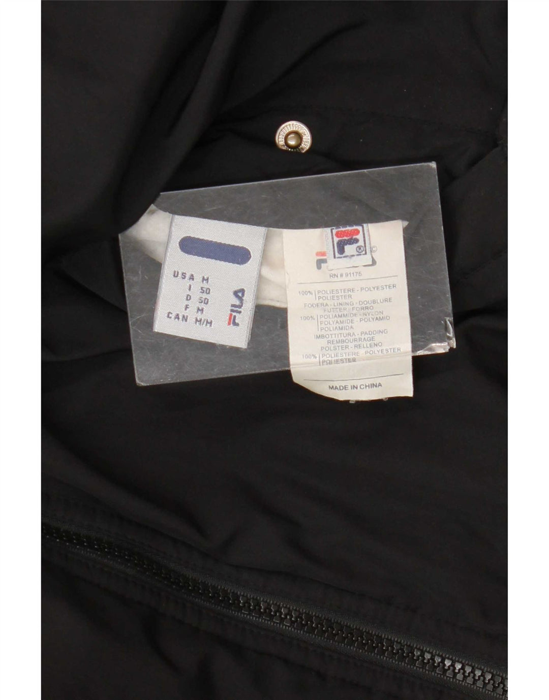 Jaqueta acolchoada reversível masculina Fila IT 50 grande poliéster preto Colourblock