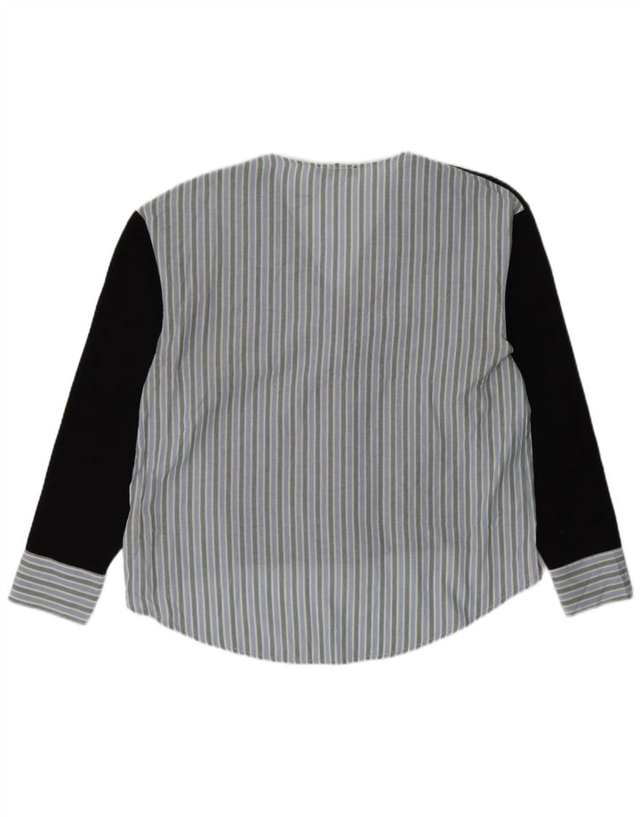 Blusa feminina Zara UK 14 algodão listrado preto médio