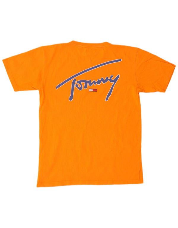 Camiseta masculina Tommy Hilfiger com estampa gráfica pequena de algodão laranja