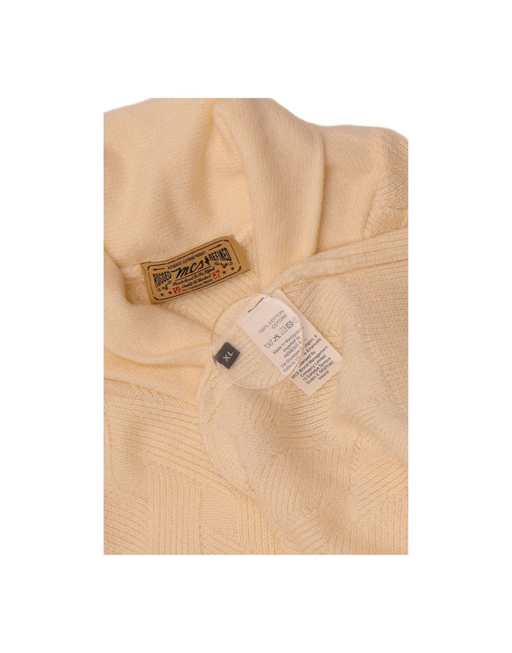 MARLBORO CLASSICS Suéter feminino com gola xale UK 18 XL algodão bege