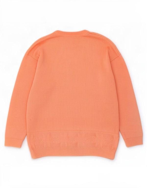 Suéter feminino vintage com gola redonda UK 14 grande laranja