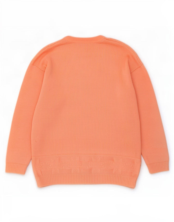 Suéter feminino vintage com gola redonda UK 14 grande laranja