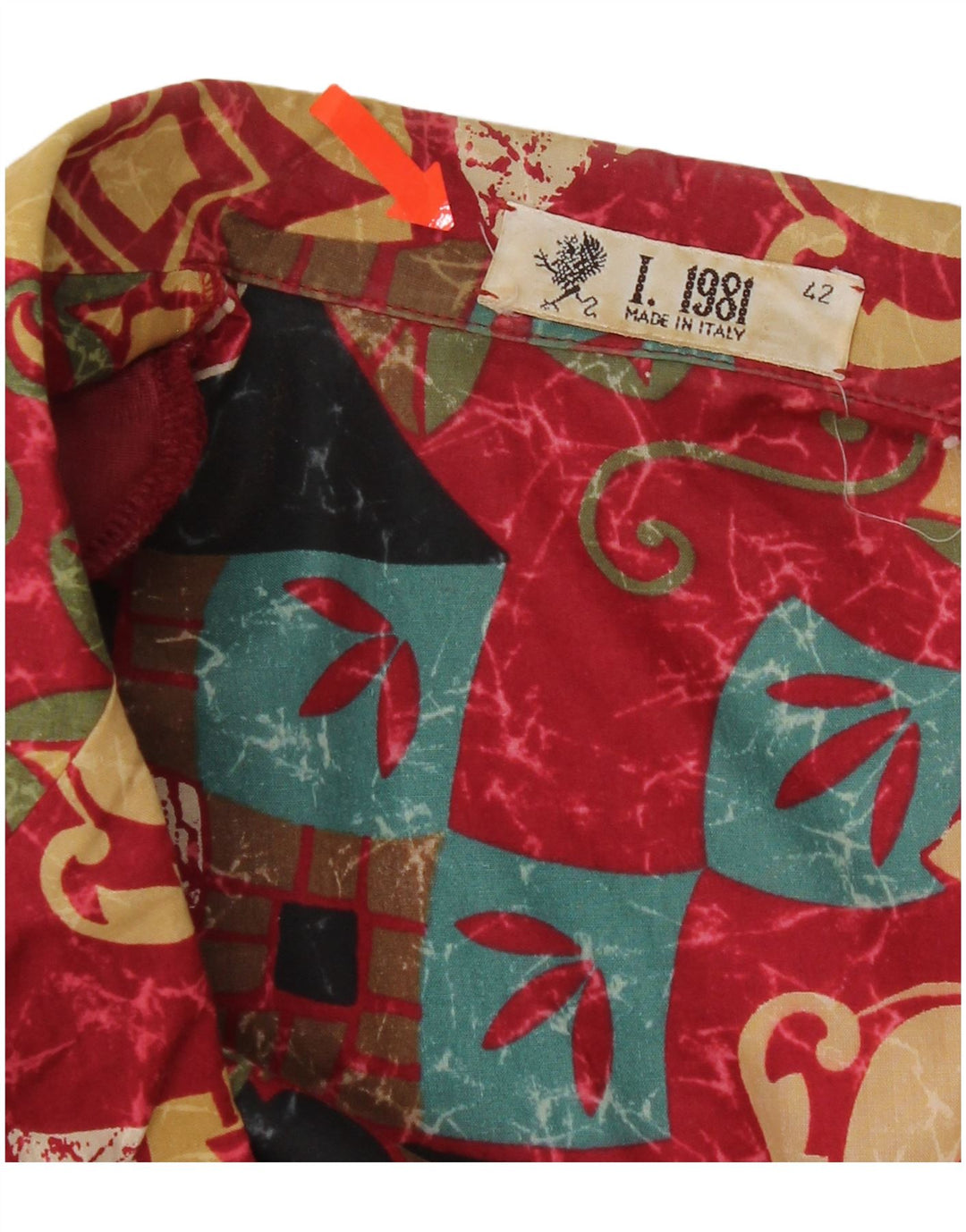 Blazer feminino vintage com padrão abstrato IT 42 bloco colorido vermelho médio