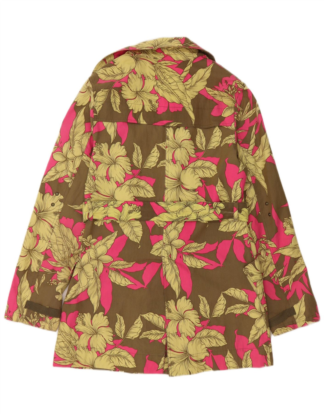 Casaco impermeável feminino Billabong Reino Unido 12 algodão floral cáqui médio