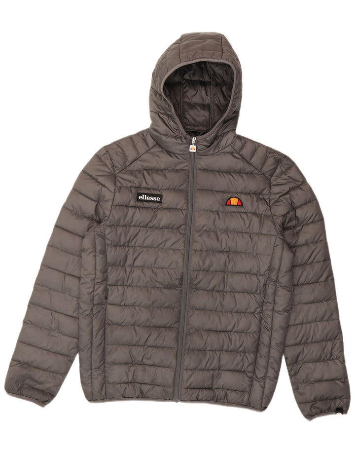 Ellesse Jaqueta masculina acolchoada com capuz UK 40 poliéster cinza grande