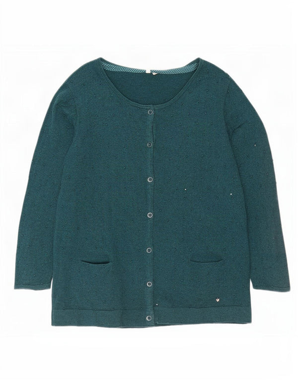 Suéter cardigã feminino de ajuste regular White Stuff Reino Unido 16 grande verde manchado
