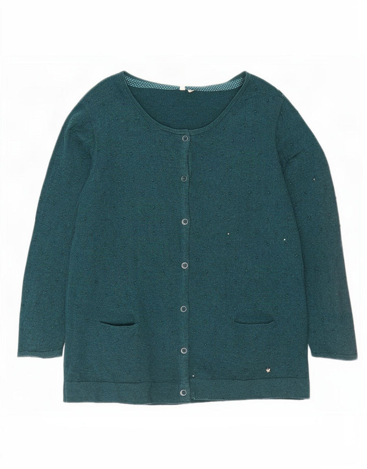 Suéter cardigã feminino de ajuste regular White Stuff Reino Unido 16 grande verde manchado