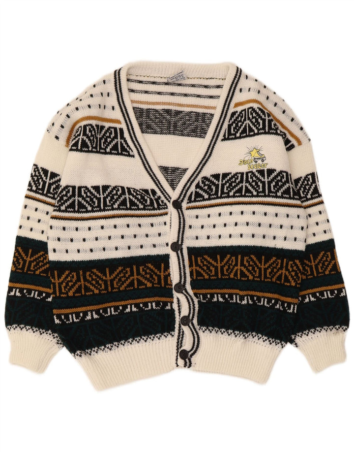 Suéter cardigã masculino vintage grande multicolorido Fair Isle