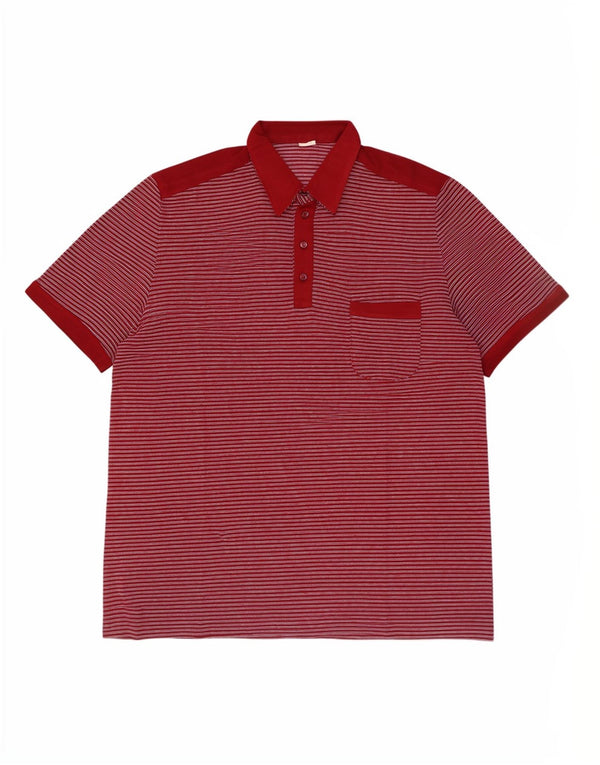 Camisa polo masculina vintage XL listrada Borgonha