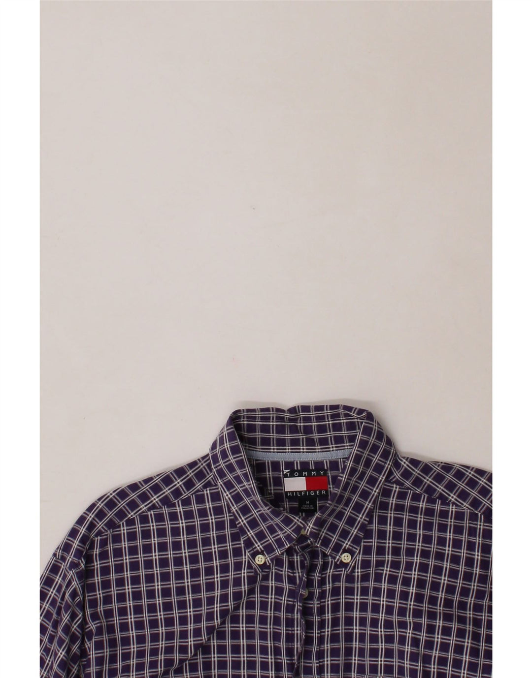 TOMMY HILFIGER Mens Shirt Medium Purple Check Cotton Vintage Tommy Hilfiger and Second-Hand Tommy Hilfiger from Messina Hembry 