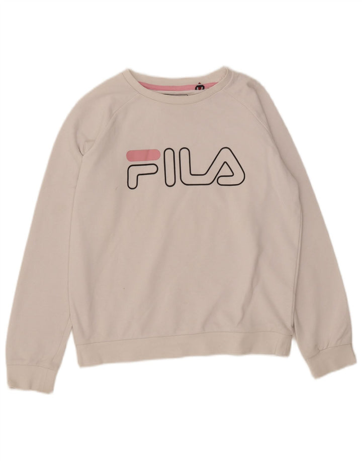 FILA Suéter gráfico feminino 9-10 anos algodão branco