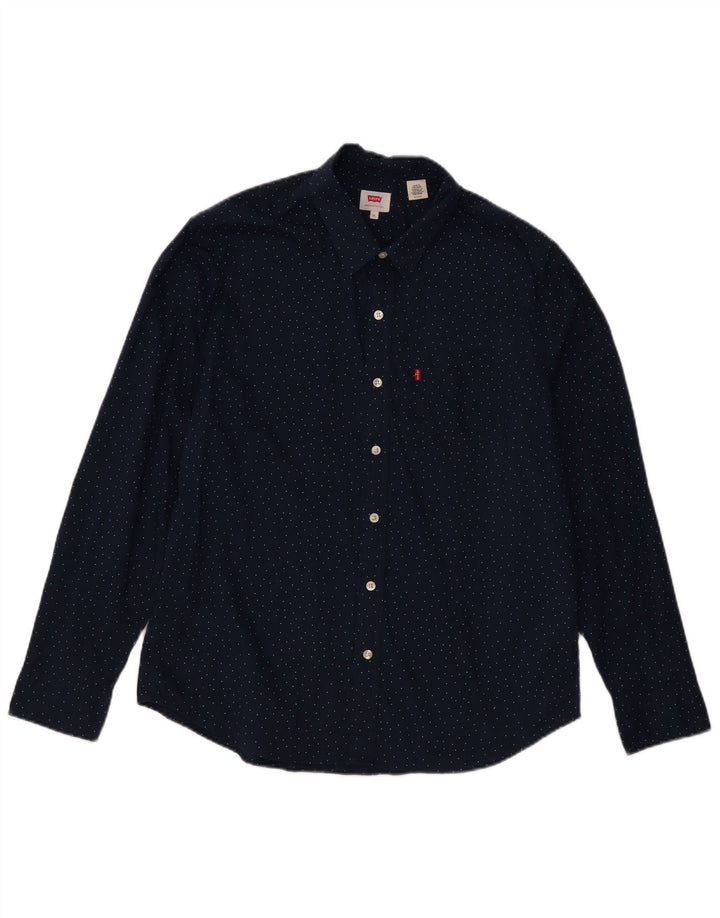 Camisa masculina Levi's XL azul marinho manchado algodão clássico