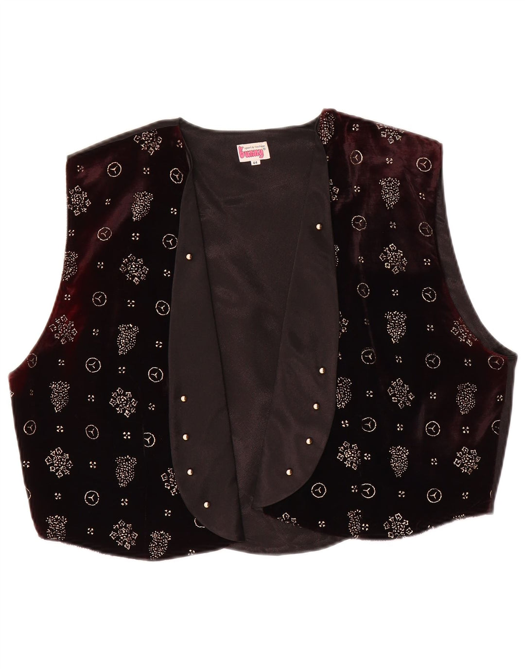 Colete vintage feminino aberto EU 44 XL marrom floral