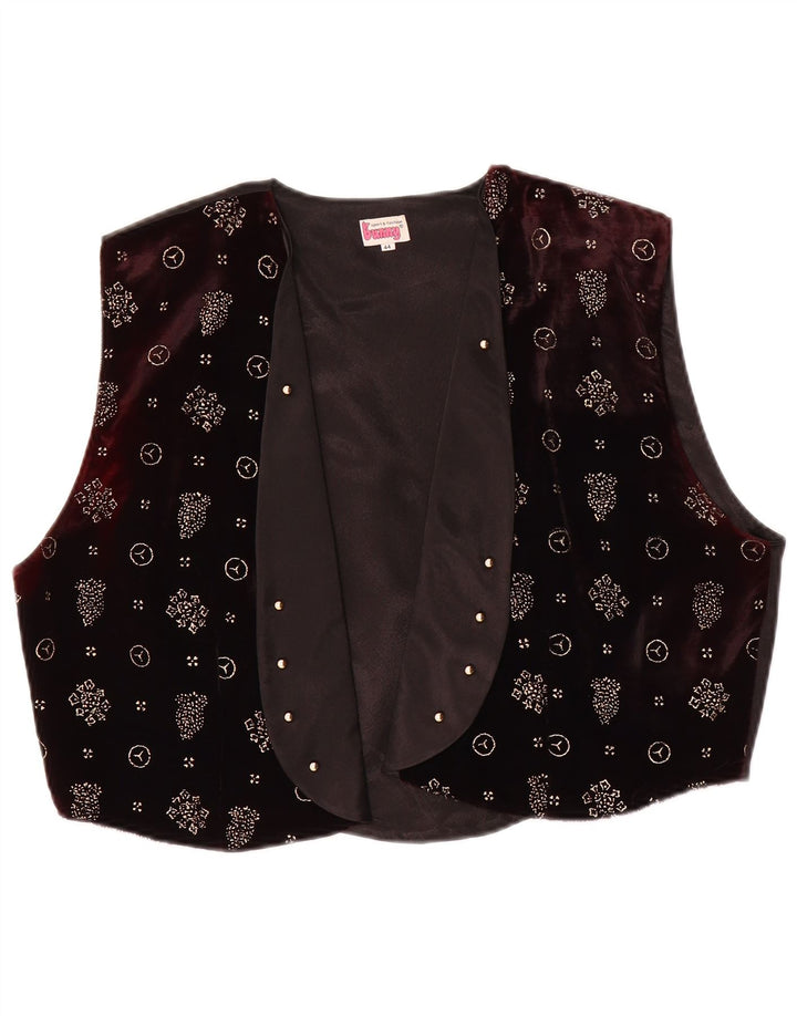 Colete vintage feminino aberto EU 44 XL marrom floral