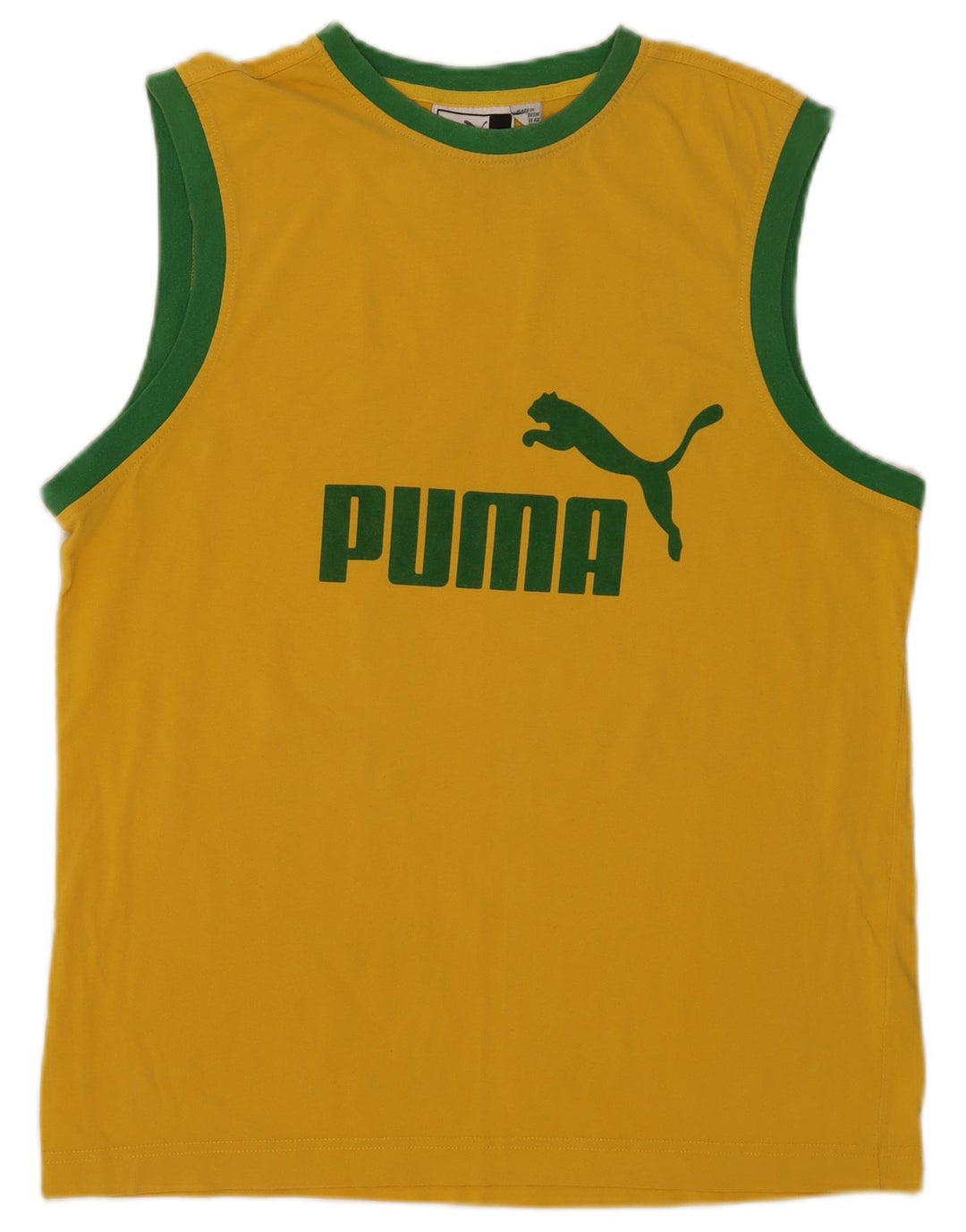 Puma masculino gráfico colete top grande amarelo colorblock algodão