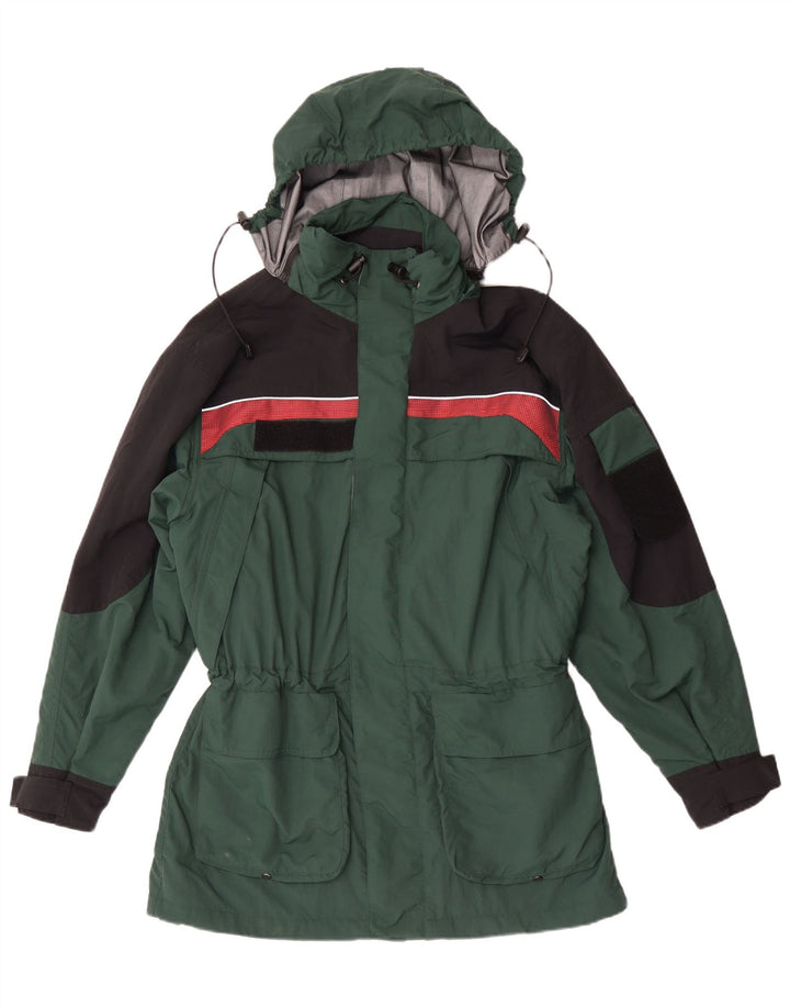 Jaqueta de chuva com capuz masculina vintage UK 40 grande poliamida verde
