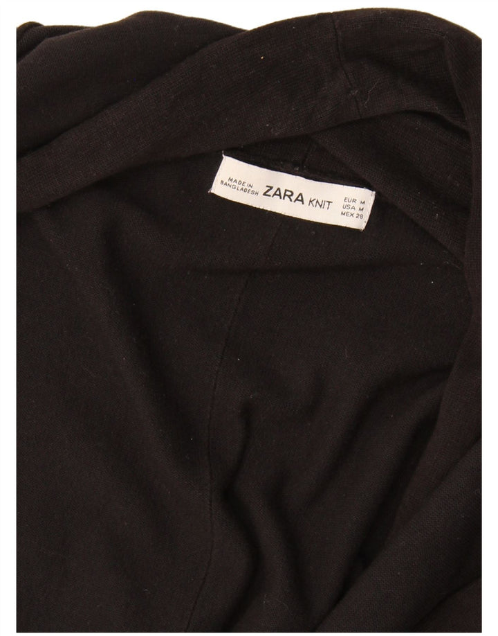 Zara Suéter Cardigan Aberto Feminino Reino Unido 12 Médio Preto