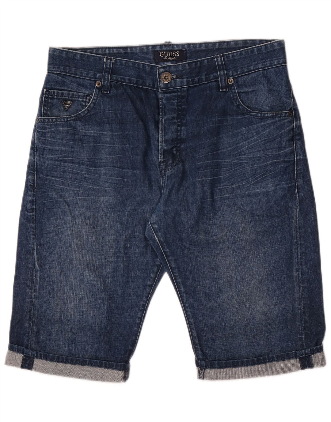 Guess Shorts jeans masculino W31 algodão azul médio