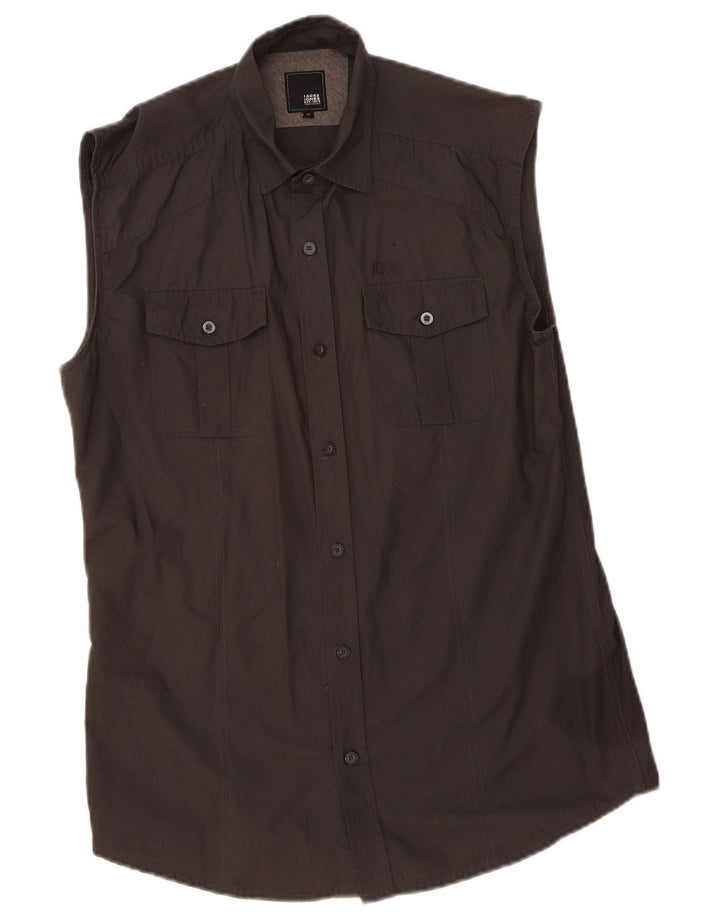 Camisa masculina gráfica sem mangas Jack & Jones algodão cinza médio