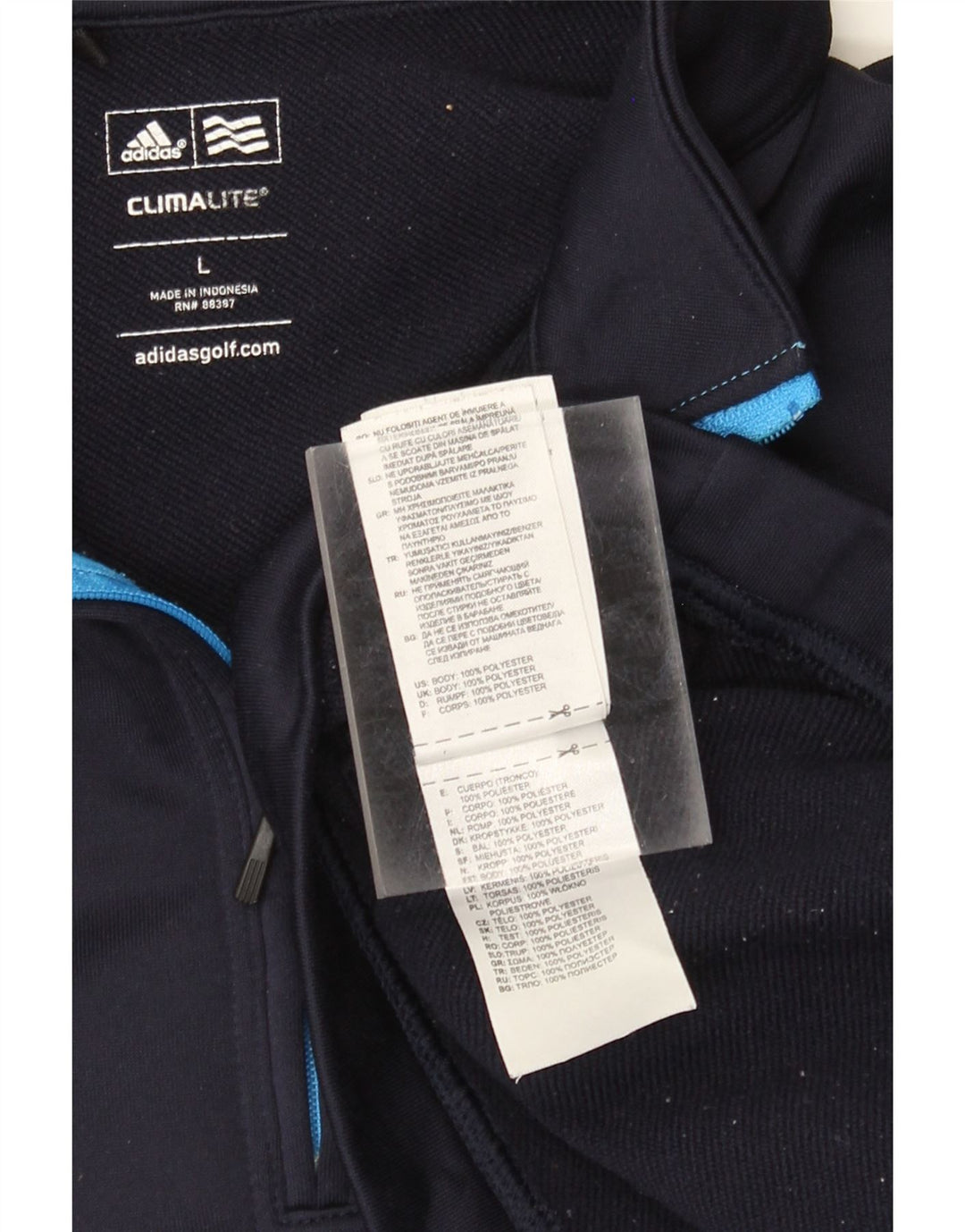 Adidas Mens Climalite Zip Neck Moletom Jumper Grande Azul Marinho Poliéster