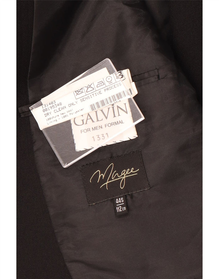 Jaqueta blazer masculina Magee Tailcoat Reino Unido 44 XL lã preta