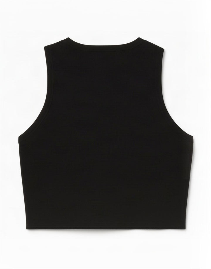 Zara Womens Crop Vest Top Reino Unido 12 Médio Preto