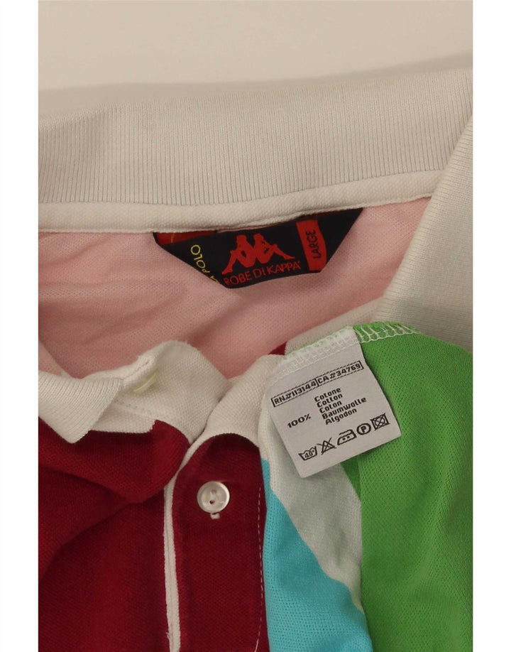 Camisa polo masculina Kappa grande algodão listrado multicolorido
