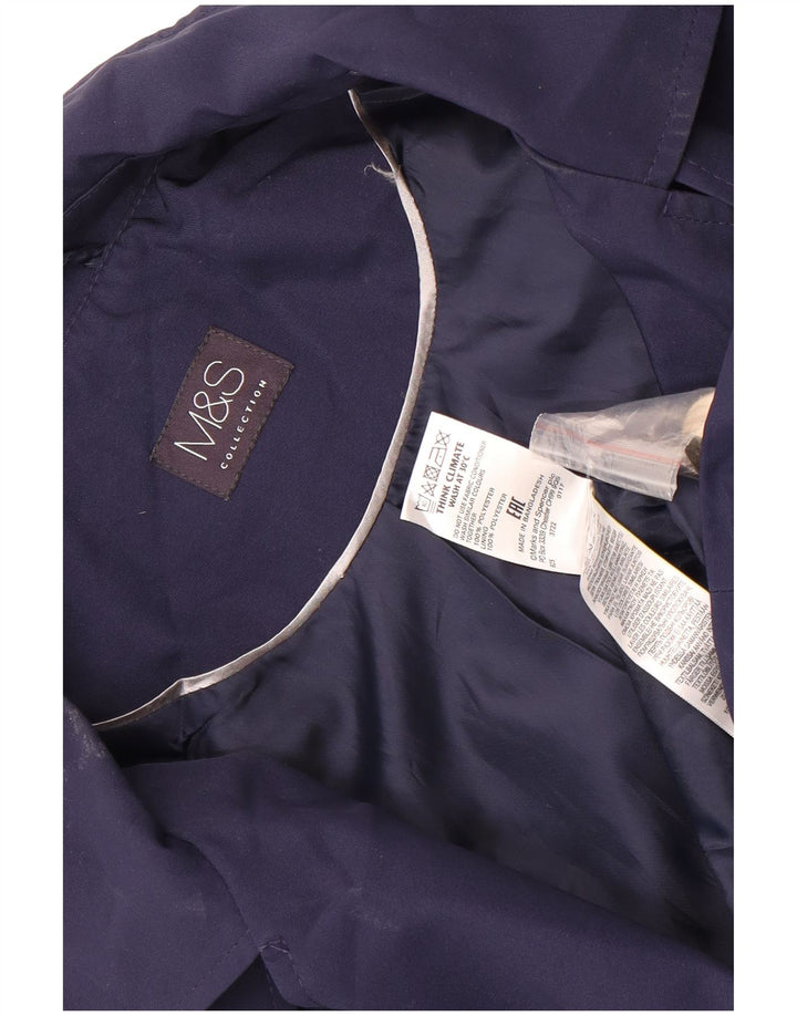 Casaco trench curto feminino Marks & Spencer Reino Unido 22 3XL azul marinho poliéster
