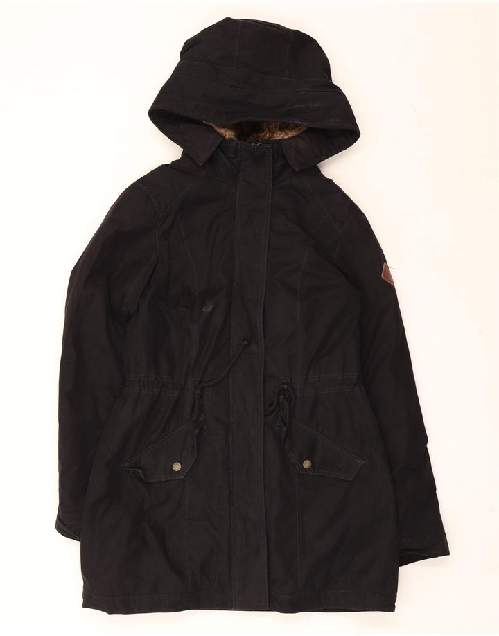 Jaqueta parka feminina com capuz HOLLISTER UK 14 poliéster preto médio
