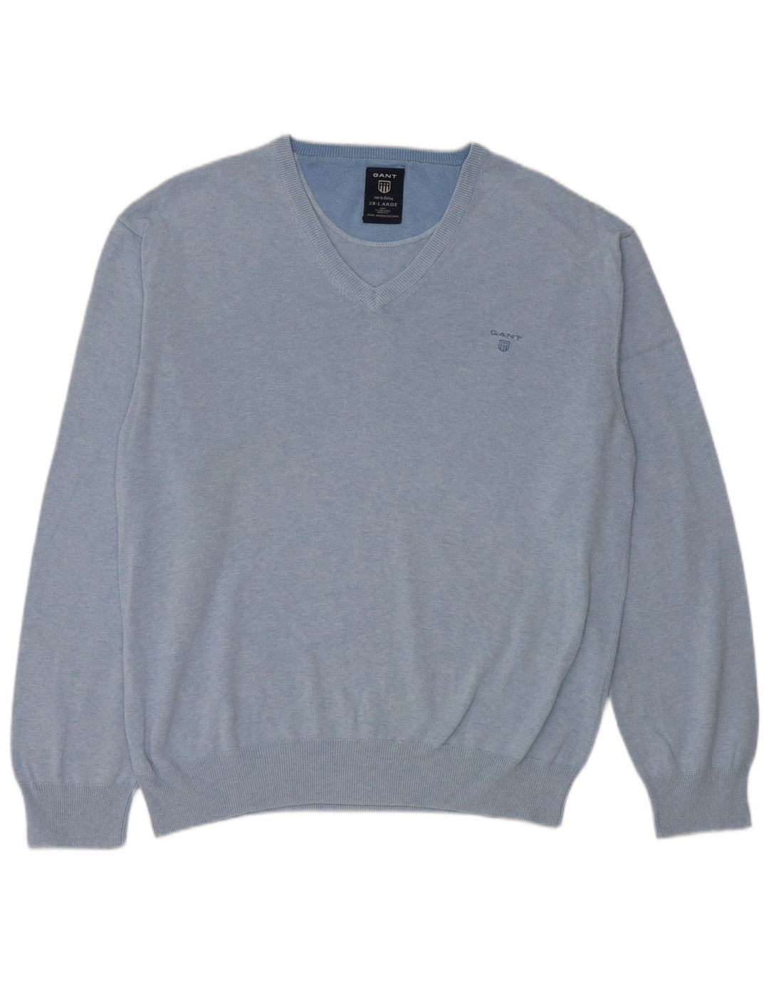 Suéter masculino Gant com decote em V 2XL algodão azul