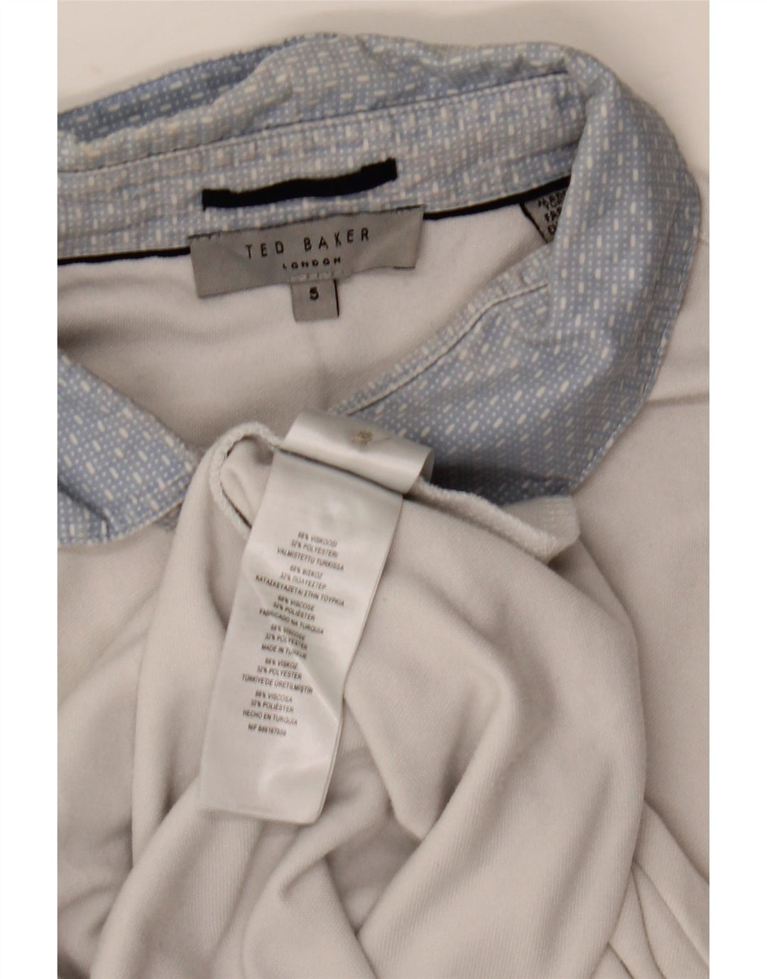 Camisa polo masculina Ted Baker tamanho 5 XL viscose branca