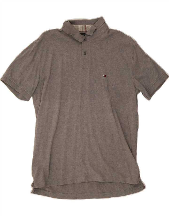 TOMMY HILFIGER Mens Regular Fit Polo Shirt XL Grey Cotton Vintage Tommy Hilfiger and Second-Hand Tommy Hilfiger from Messina Hembry 